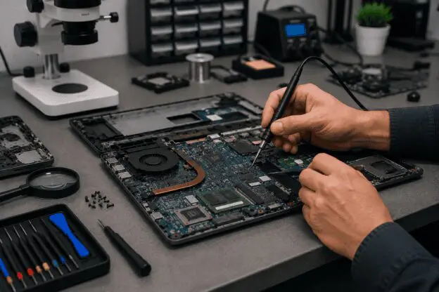 תיקון לוח אם במחשב נייד במעבדת Laptop Lab חדרה