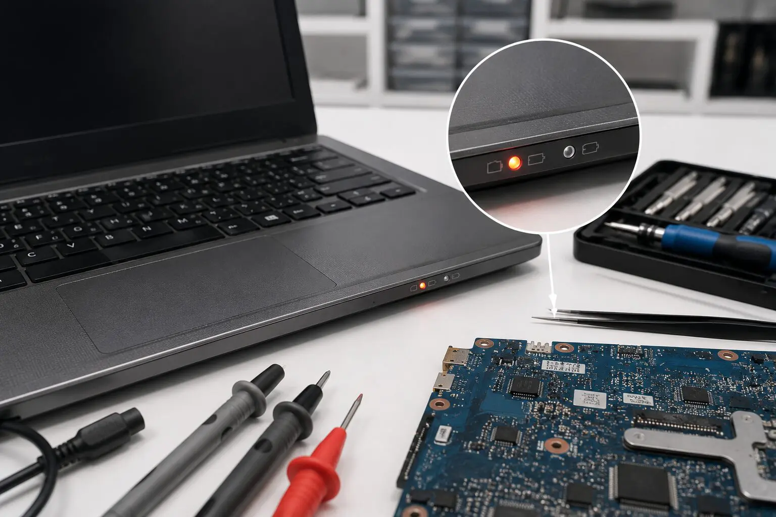мигающий индикатор ноутбука — диагностика платы Laptop Lab