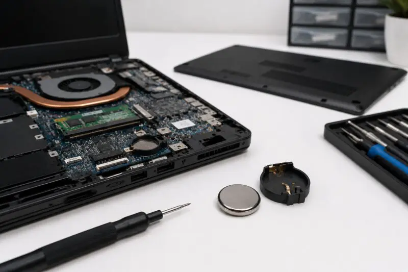 сбивается время на ноутбуке — батарейка CMOS Laptop Lab