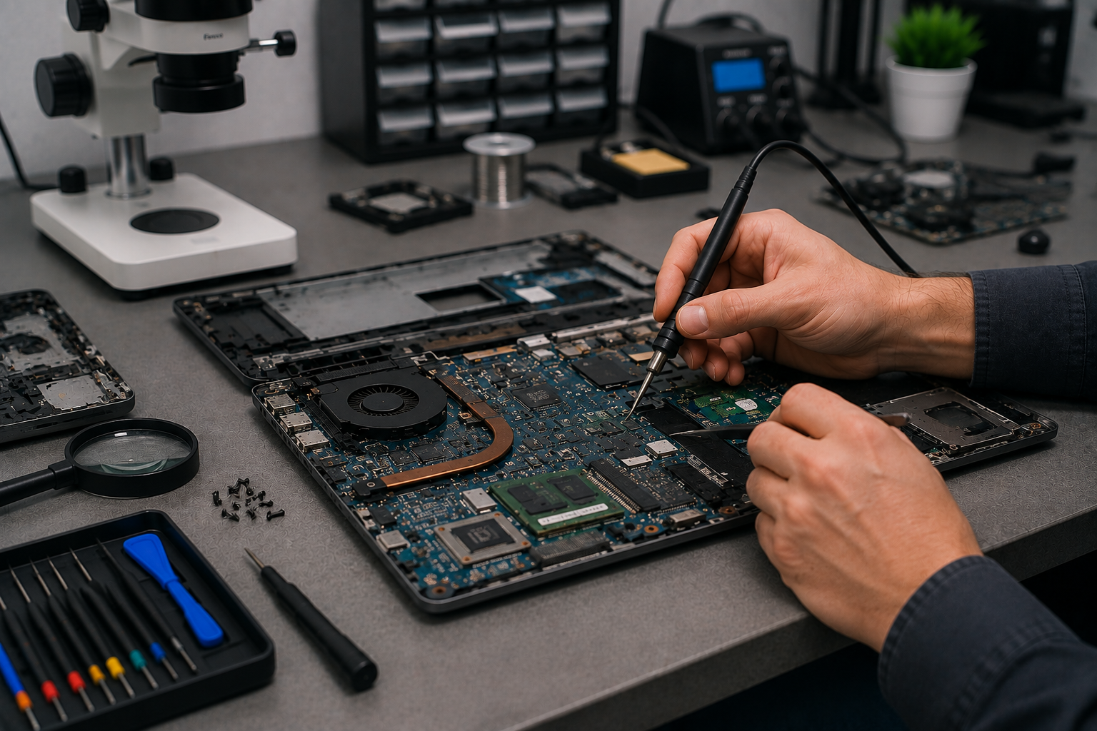 תיקון לוח אם במחשב נייד במעבדת Laptop Lab חדרה