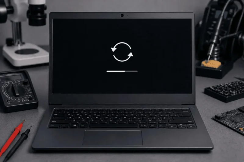 מחשב נייד מתאתחל שוב ושוב — אבחון ותיקון Laptop Lab