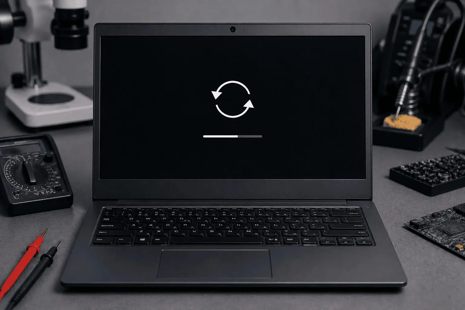 מחשב נייד מתאתחל שוב ושוב — אבחון ותיקון Laptop Lab