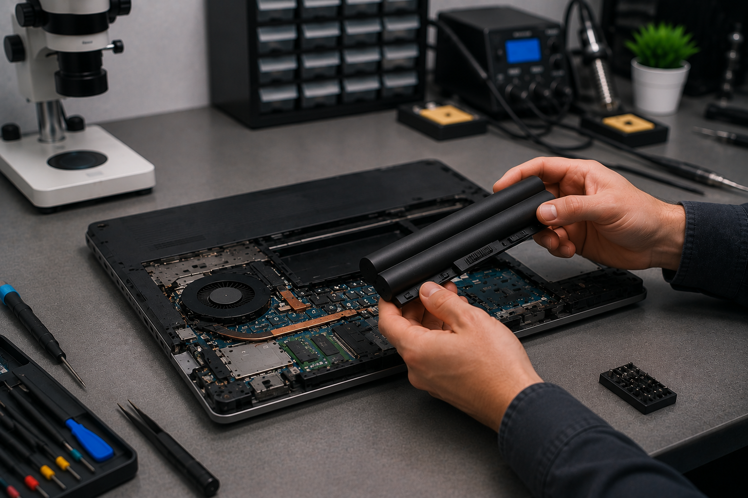 замена аккумулятора ноутбука в мастерской Laptop Lab Хадера