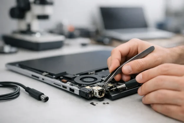 תיקון שקע טעינה למחשב נייד במעבדת Laptop Lab בחדרה