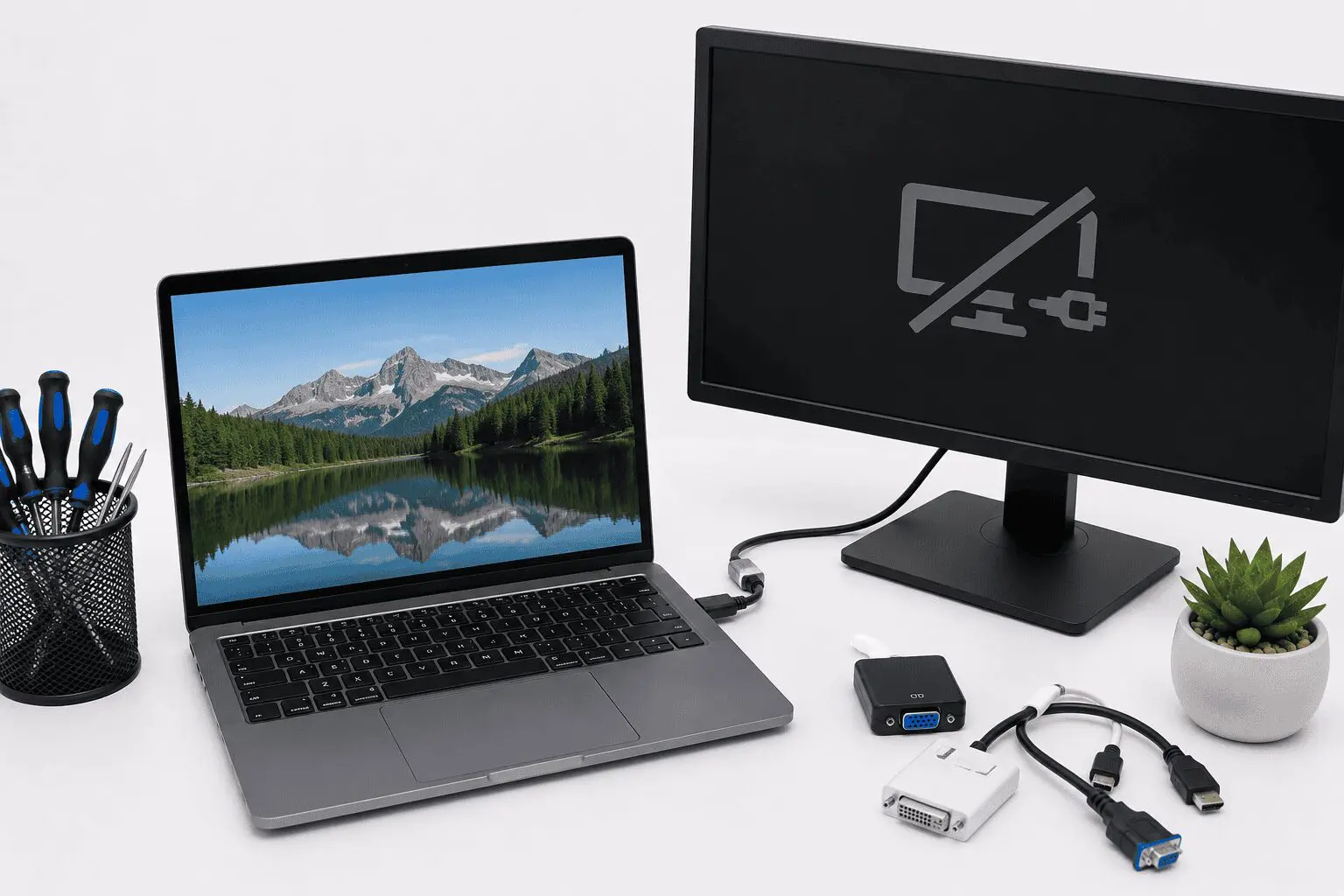מחשב נייד לא רואה מסך חיצוני — אבחון ותיקון Laptop Lab