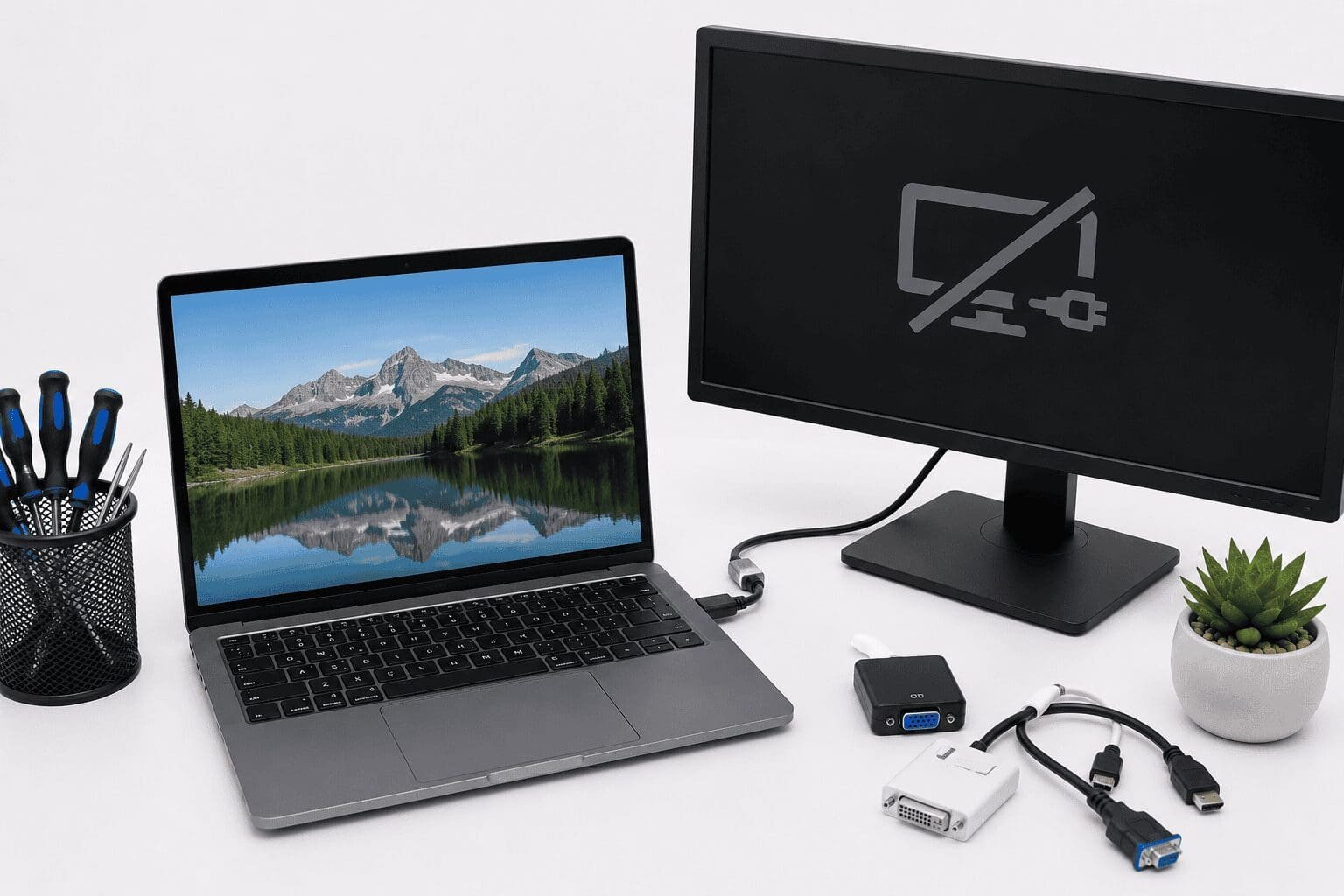 Ноутбук не видит внешний монитор — диагностика в мастерской Laptop Lab в Хадере