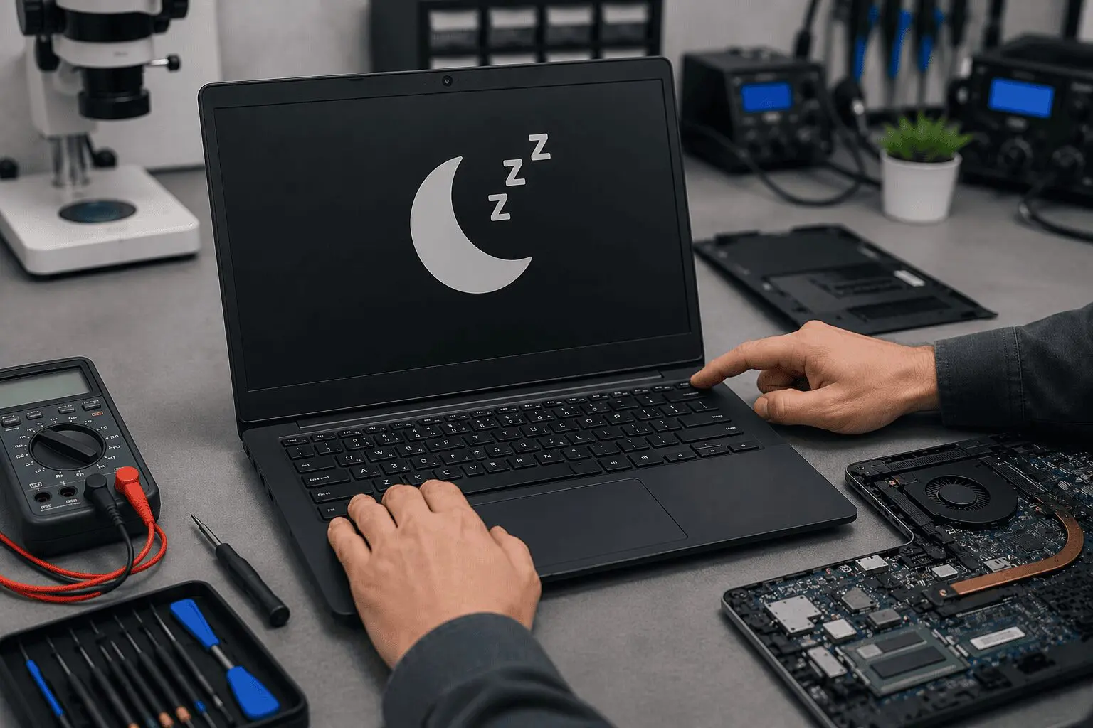 מחשב נייד לא יוצא משינה — אבחון ותיקון Laptop Lab