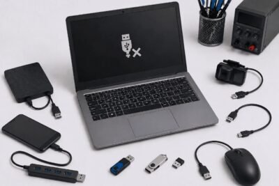 מחשב נייד לא מזהה USB — אבחון פורט ובקר
