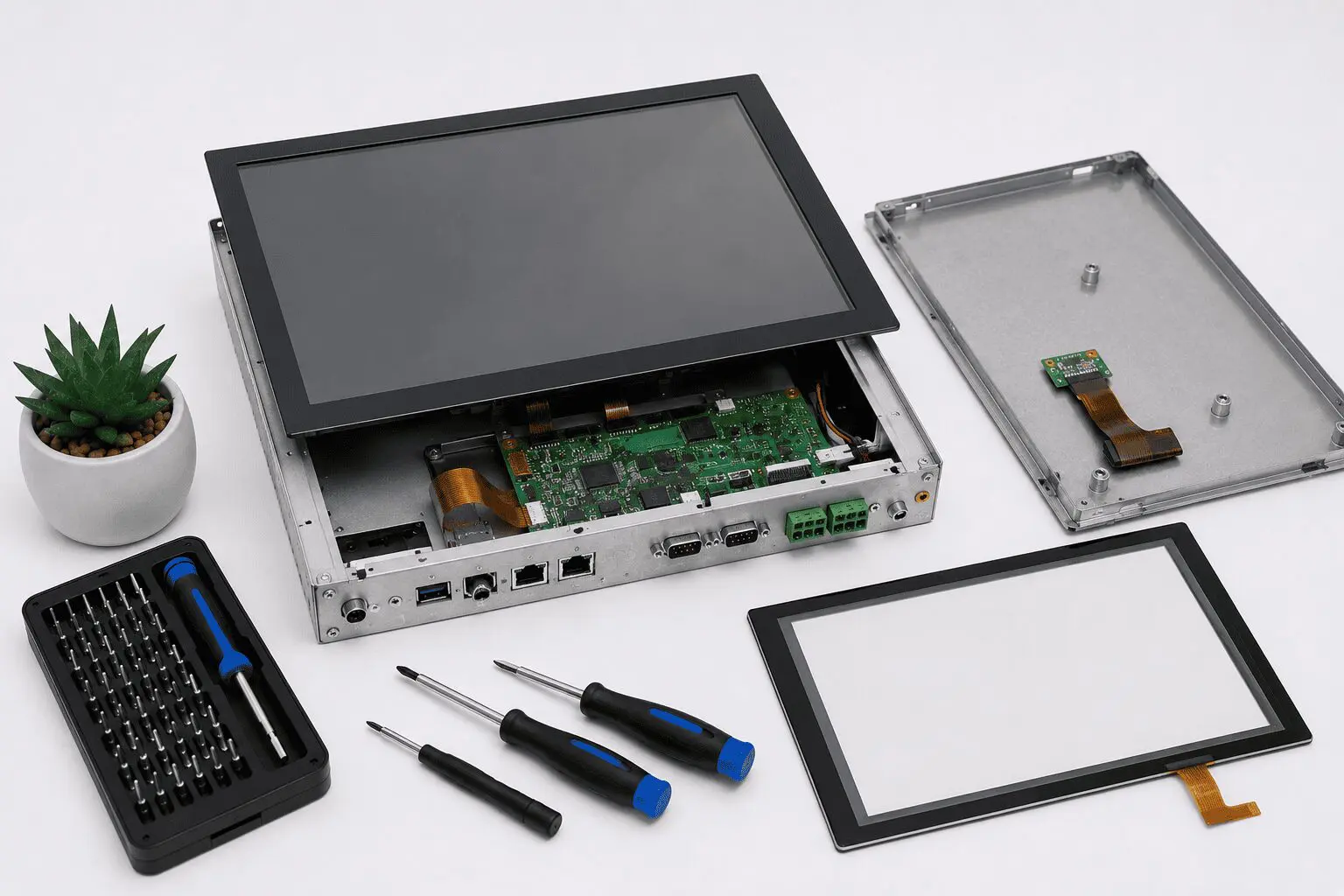 תיקון מסך מגע תעשייתי HMI במעבדת Laptop Lab