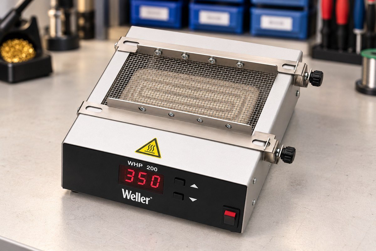פלטת חימום מוקדם Weller WHP 200 לעבודה עם שבבי BGA — מעבדת Laptop Lab חדרה